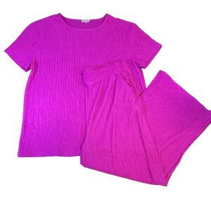 Polished & Poised Magenta Purple Plissé Crinkle 2-Piece Matching Set Size 2XL